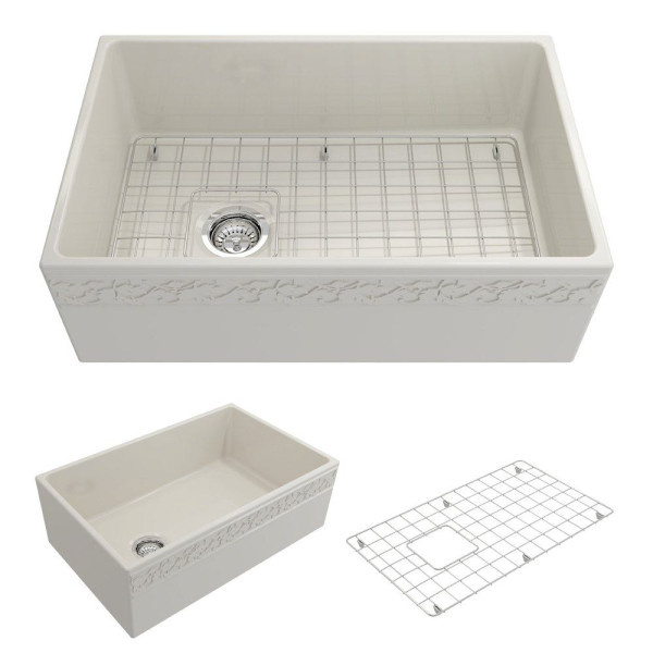 BOCCHI 1347-00x-0120 Apron Front Fireclay 30" Single Bowl Kitchen Sink
