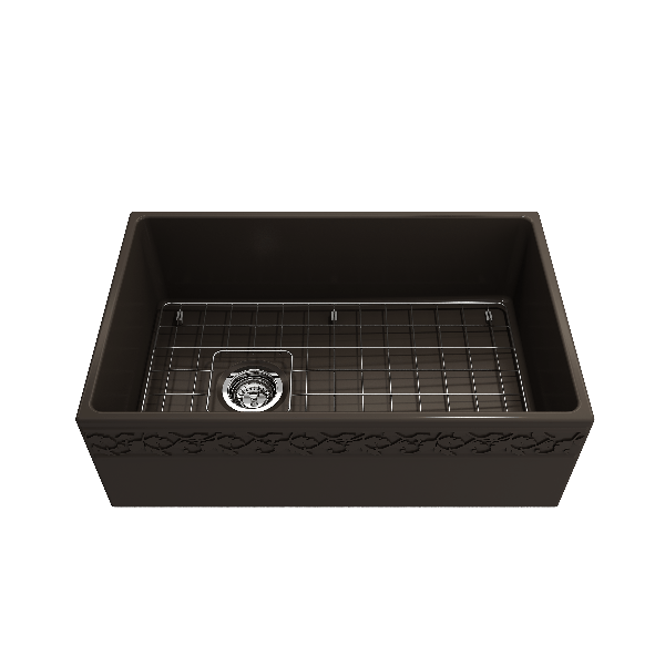 BOCCHI 1347-00x-0120 Apron Front Fireclay 30" Single Bowl Kitchen Sink