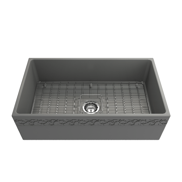 BOCCHI 1353-XXX-0120 Vigneto Apron Front Fireclay 33" Single Bowl Kitchen Sink