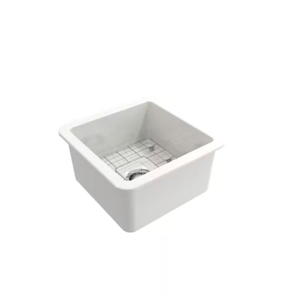 BOCCHI 1359-001-KIT1 Sotto Dual-mount Fireclay 18 Inch Single Bowl Bar Sink Kit