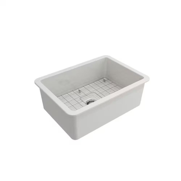 BOCCHI 1360-001-KIT1 Sotto Dual-mount Fireclay 27" Single Bowl Kitchen Sink Kit