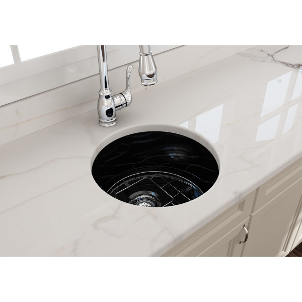 BOCCHI 1361-0120 Round Undermount Fireclay 18.5" Single Bowl Kitchen Sink