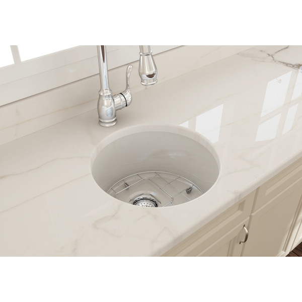 BOCCHI 1361-0120 Round Undermount Fireclay 18.5" Single Bowl Kitchen Sink