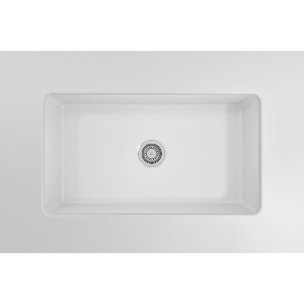BOCCHI 1362-0120 Sotto Fireclay 32" Single Kitchen Sink w/ Bottom Grid 