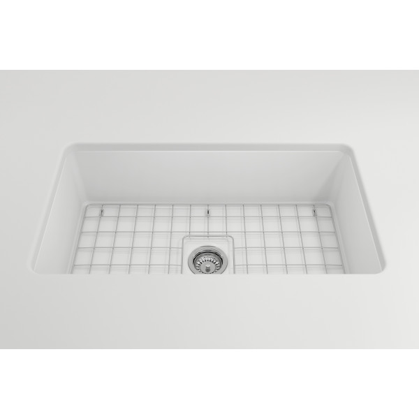 BOCCHI 1362-0120 Sotto Fireclay 32" Single Kitchen Sink w/ Bottom Grid 