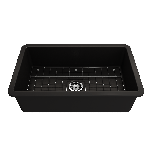 BOCCHI 1362-0120 Sotto Fireclay 32" Single Kitchen Sink w/ Bottom Grid 