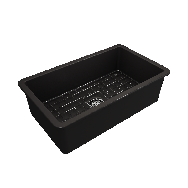 BOCCHI 1362-0120 Sotto Fireclay 32" Single Kitchen Sink w/ Bottom Grid 