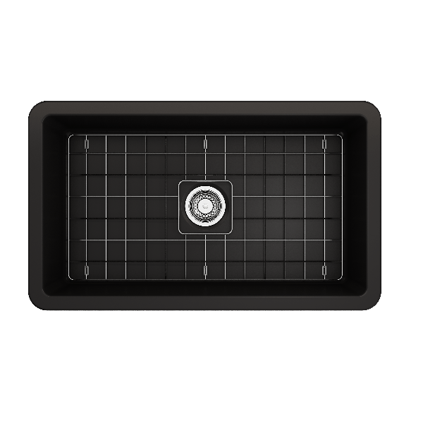 BOCCHI 1362-0120 Sotto Fireclay 32" Single Kitchen Sink w/ Bottom Grid 