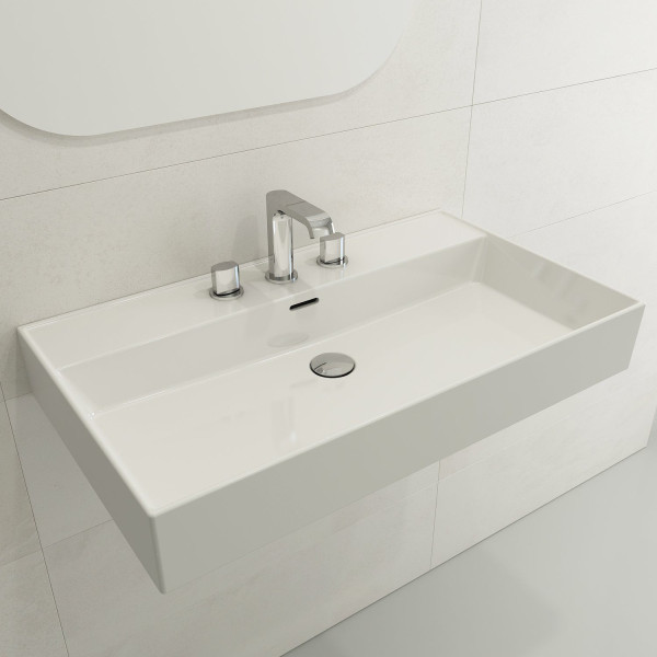 BOCCHI 1377-XXX-0127 Milano 32 Wall-Mounted Fireclay Sink with Overflow