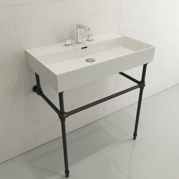 BOCCHI 1377-XXX-0127 Milano 32 Wall-Mounted Fireclay Sink with Overflow