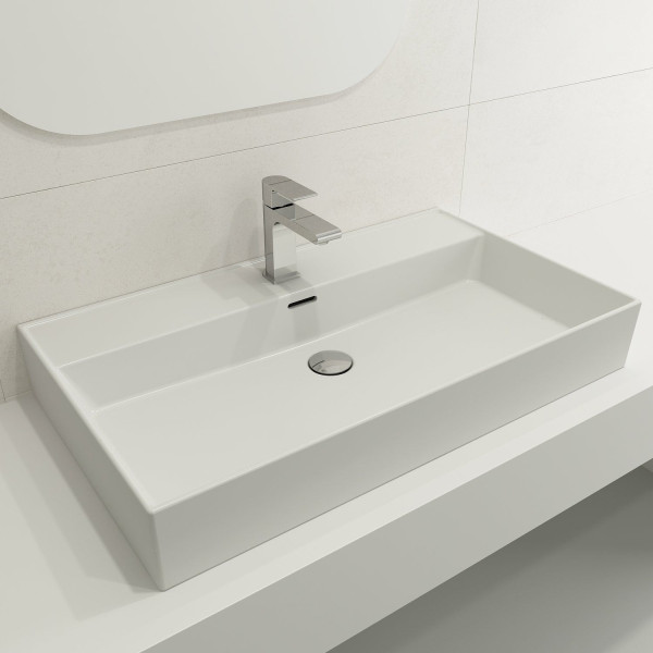 BOCCHI 1377-XXX-0126 Milano Wall-Mounted Fireclay Sink with Overflow