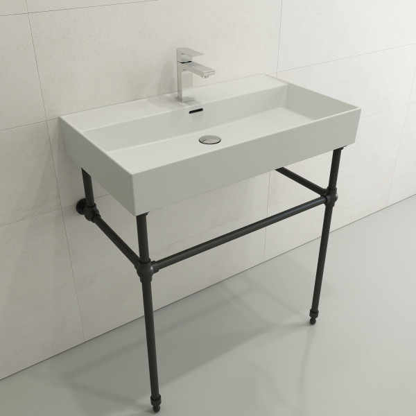 BOCCHI 1377-XXX-0126 Milano Wall-Mounted Fireclay Sink with Overflow