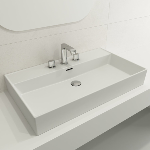 BOCCHI 1377-XXX-0127 Milano 32 Wall-Mounted Fireclay Sink with Overflow