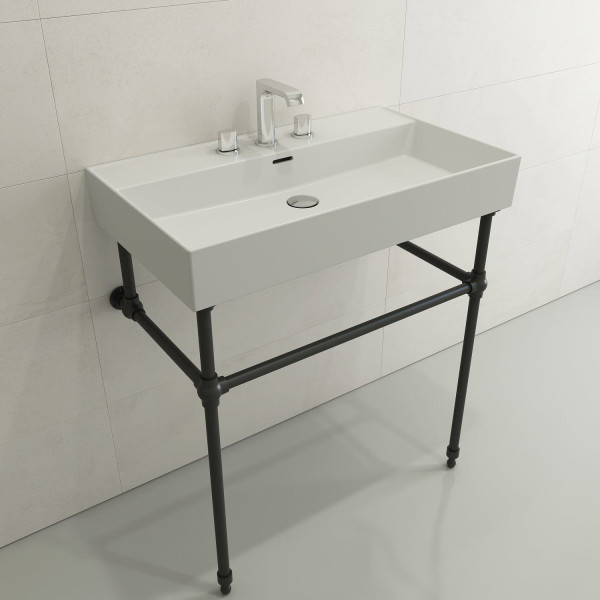 BOCCHI 1377-XXX-0127 Milano 32 Wall-Mounted Fireclay Sink with Overflow