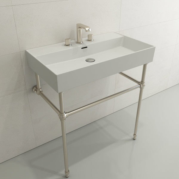 BOCCHI 1377-XXX-0127 Milano 32 Wall-Mounted Fireclay Sink with Overflow