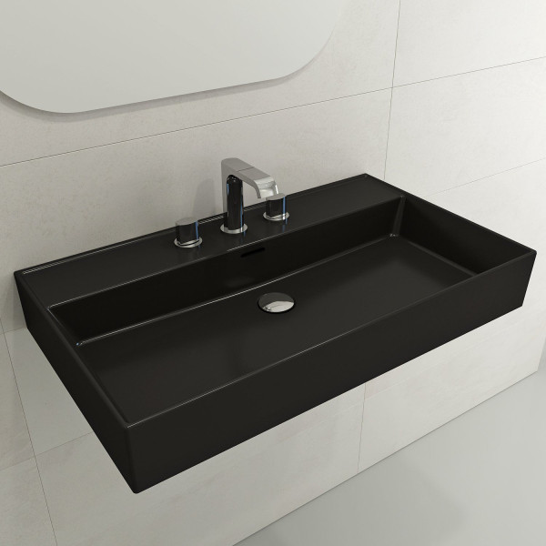 BOCCHI 1377-XXX-0127 Milano 32 Wall-Mounted Fireclay Sink with Overflow