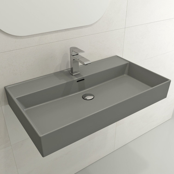 BOCCHI 1377-XXX-0126 Milano Wall-Mounted Fireclay Sink with Overflow