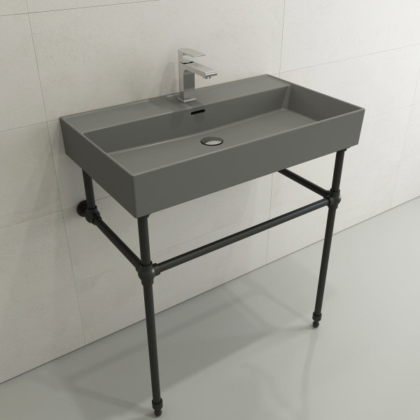 BOCCHI 1377-XXX-0126 Milano Wall-Mounted Fireclay Sink with Overflow