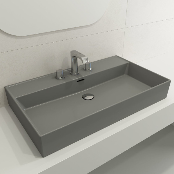 BOCCHI 1377-XXX-0127 Milano 32 Wall-Mounted Fireclay Sink with Overflow