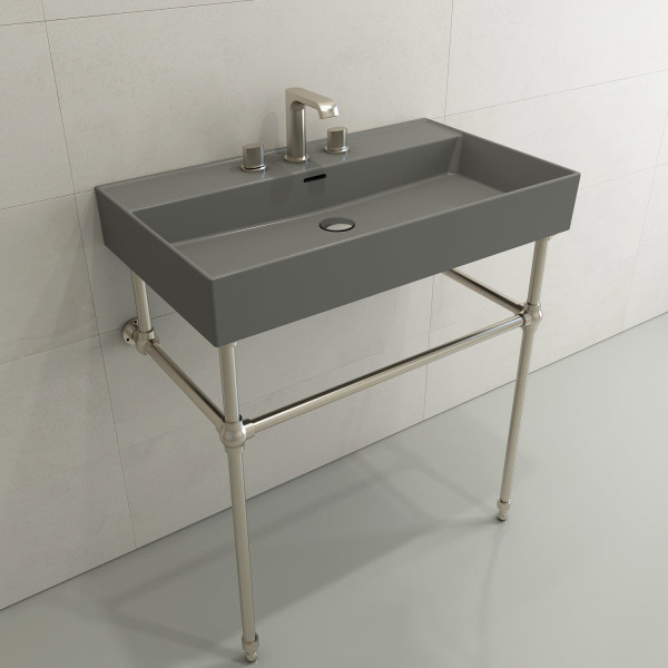 BOCCHI 1377-XXX-0127 Milano 32 Wall-Mounted Fireclay Sink with Overflow