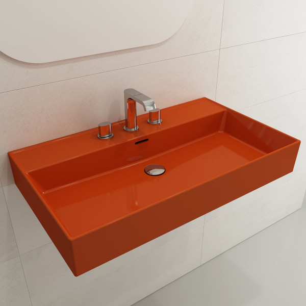 BOCCHI 1377-XXX-0127 Milano 32 Wall-Mounted Fireclay Sink with Overflow