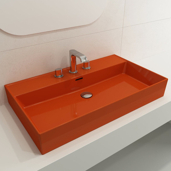 BOCCHI 1377-XXX-0127 Milano 32 Wall-Mounted Fireclay Sink with Overflow