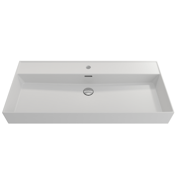 BOCCHI 1378-XXX-0126 Milano 39.75 Inch 1-Hole WallMounted Fireclay Sink Overflow