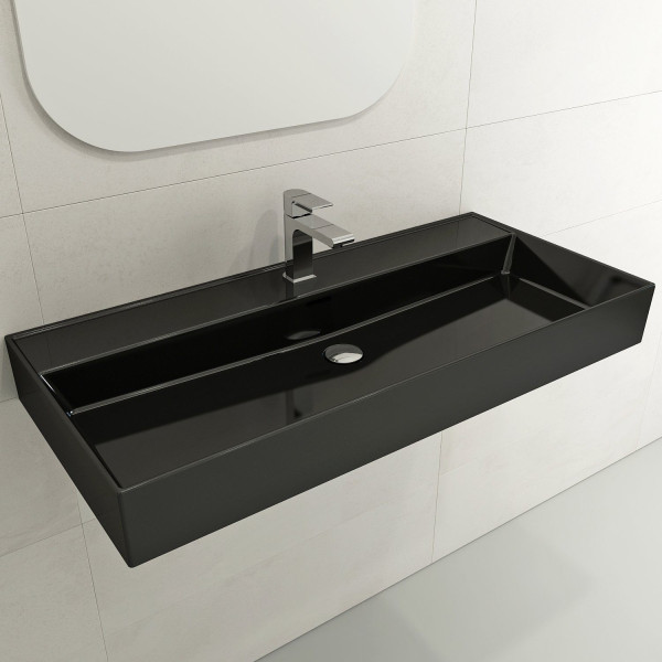 BOCCHI 1378-XXX-0126 Milano 39.75 Inch 1-Hole WallMounted Fireclay Sink Overflow