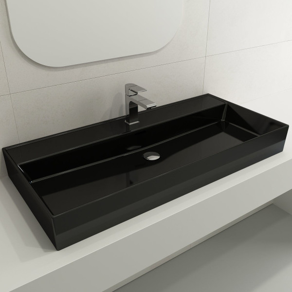 BOCCHI 1378-XXX-0126 Milano 39.75 Inch 1-Hole WallMounted Fireclay Sink Overflow