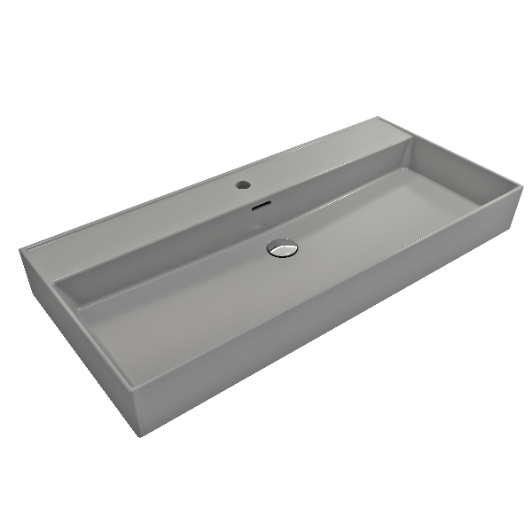 BOCCHI 1378-XXX-0126 Milano 39.75 Inch 1-Hole WallMounted Fireclay Sink Overflow