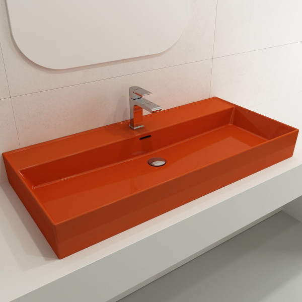 BOCCHI 1378-XXX-0126 Milano 39.75 Inch 1-Hole WallMounted Fireclay Sink Overflow
