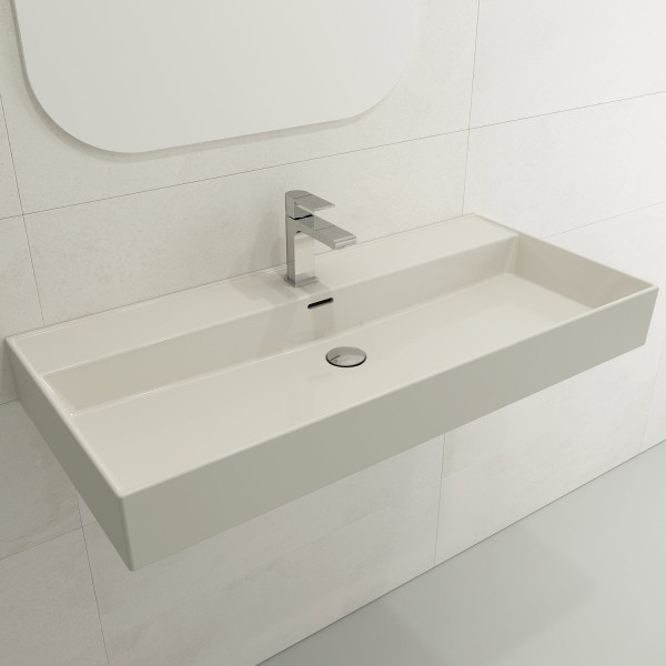 BOCCHI 1378-XXX-0126 Milano 39.75 Inch 1-Hole WallMounted Fireclay Sink Overflow