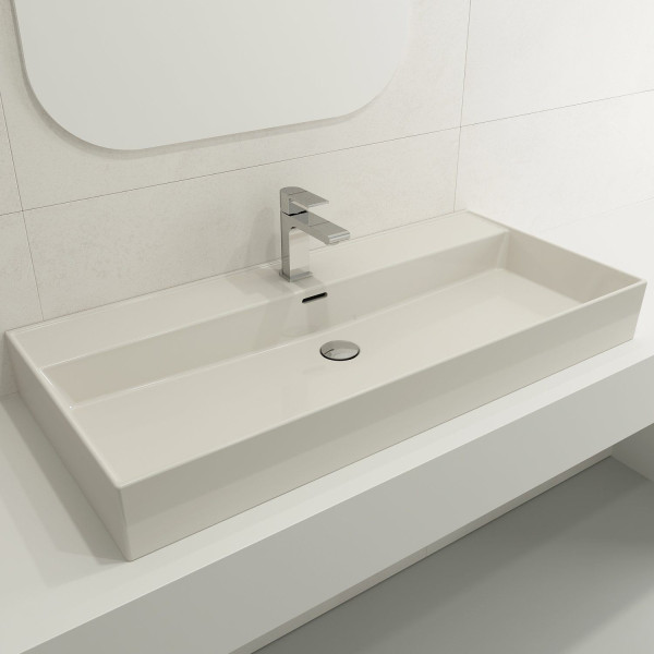 BOCCHI 1378-XXX-0126 Milano 39.75 Inch 1-Hole WallMounted Fireclay Sink Overflow