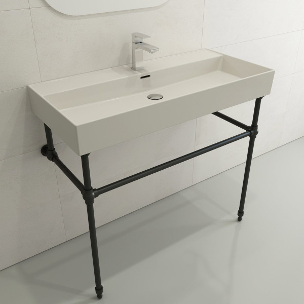 BOCCHI 1378-XXX-0126 Milano 39.75 Inch 1-Hole WallMounted Fireclay Sink Overflow