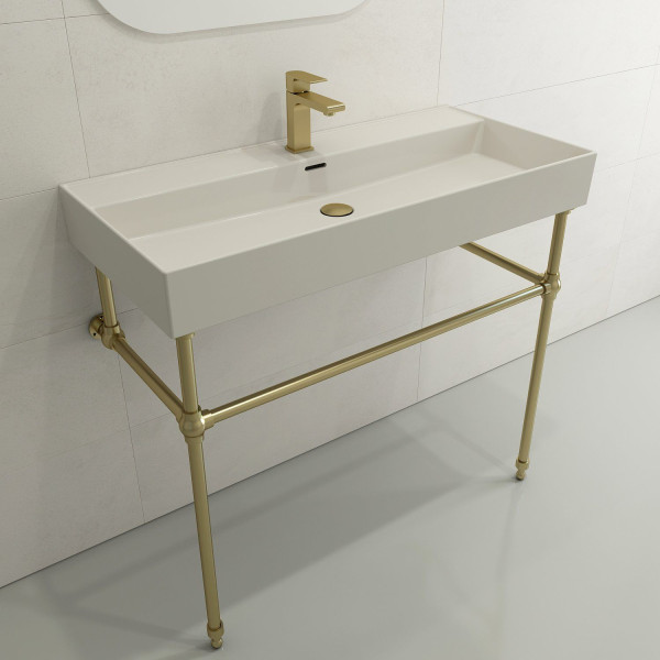 BOCCHI 1378-XXX-0126 Milano 39.75 Inch 1-Hole WallMounted Fireclay Sink Overflow