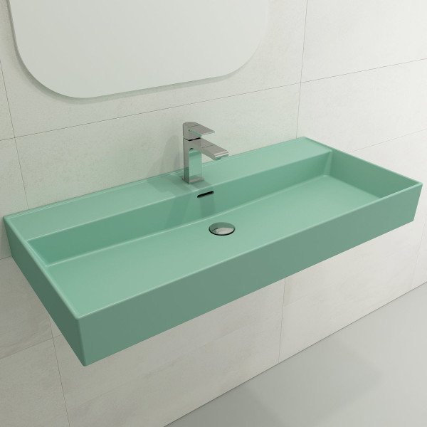 BOCCHI 1378-XXX-0126 Milano 39.75 Inch 1-Hole WallMounted Fireclay Sink Overflow