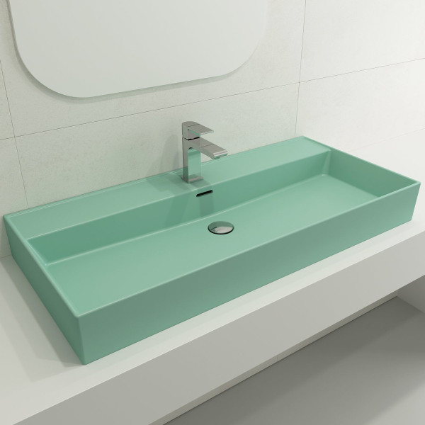 BOCCHI 1378-XXX-0126 Milano 39.75 Inch 1-Hole WallMounted Fireclay Sink Overflow