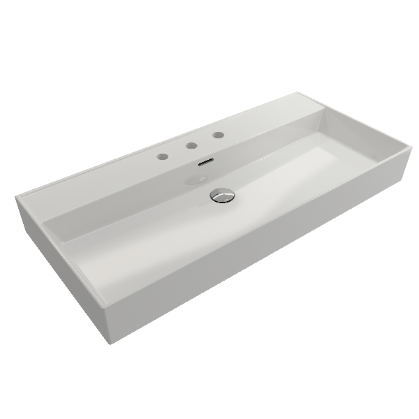 BOCCHI 1378-XXX-0127 Milano 39.75 Inch 3-Hole Wall-Mounted Fireclay Sink with Ov