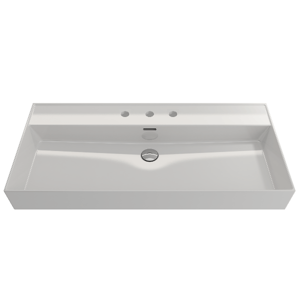 BOCCHI 1378-XXX-0127 Milano 39.75 Inch 3-Hole Wall-Mounted Fireclay Sink with Ov