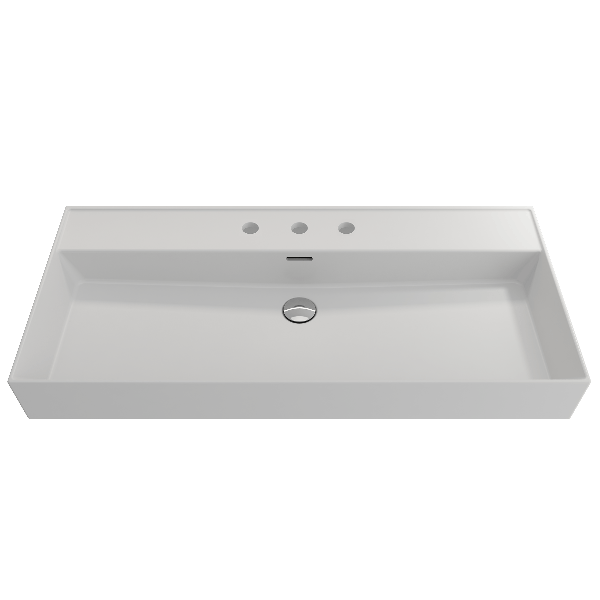 BOCCHI 1378-XXX-0127 Milano 39.75 Inch 3-Hole Wall-Mounted Fireclay Sink with Ov