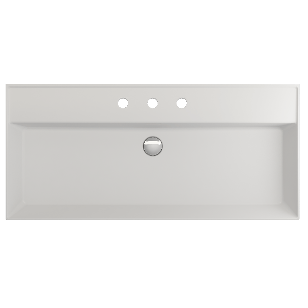 BOCCHI 1378-XXX-0127 Milano 39.75 Inch 3-Hole Wall-Mounted Fireclay Sink with Ov