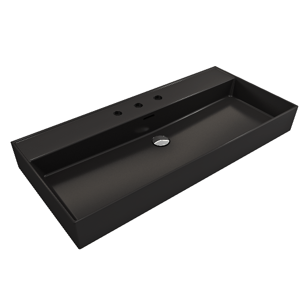 BOCCHI 1378-XXX-0127 Milano 39.75 Inch 3-Hole Wall-Mounted Fireclay Sink with Ov