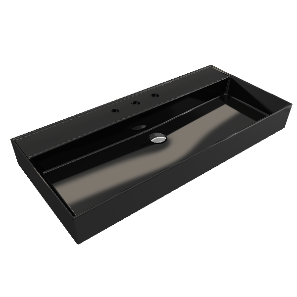 BOCCHI 1378-XXX-0127 Milano 39.75 Inch 3-Hole Wall-Mounted Fireclay Sink with Ov