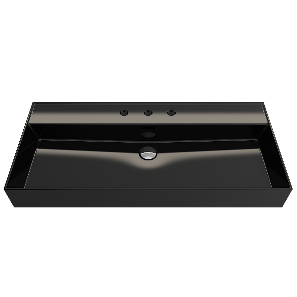 BOCCHI 1378-XXX-0127 Milano 39.75 Inch 3-Hole Wall-Mounted Fireclay Sink with Ov
