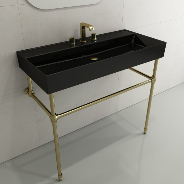 BOCCHI 1378-XXX-0127 Milano 39.75 Inch 3-Hole Wall-Mounted Fireclay Sink with Ov