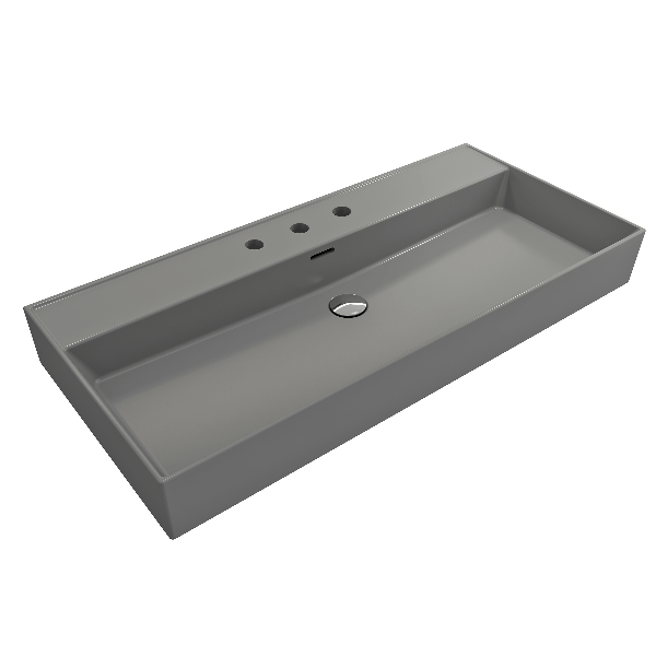 BOCCHI 1378-XXX-0127 Milano 39.75 Inch 3-Hole Wall-Mounted Fireclay Sink with Ov