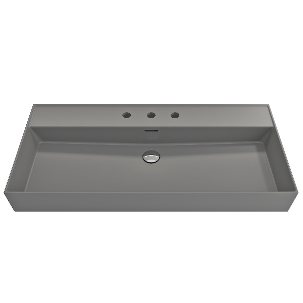 BOCCHI 1378-XXX-0127 Milano 39.75 Inch 3-Hole Wall-Mounted Fireclay Sink with Ov