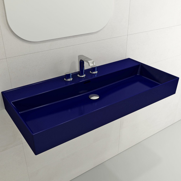 BOCCHI 1378-XXX-0127 Milano 39.75 Inch 3-Hole Wall-Mounted Fireclay Sink with Ov