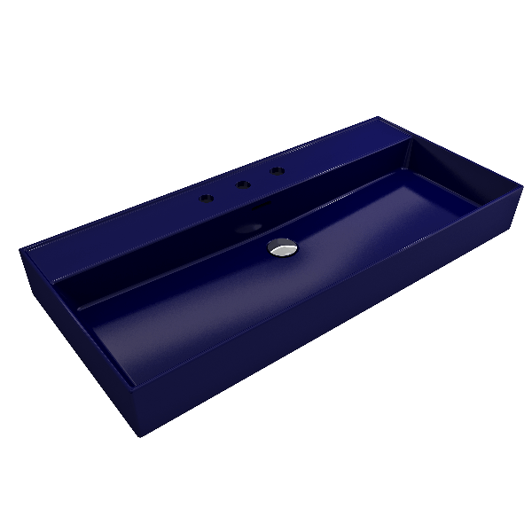 BOCCHI 1378-XXX-0127 Milano 39.75 Inch 3-Hole Wall-Mounted Fireclay Sink with Ov
