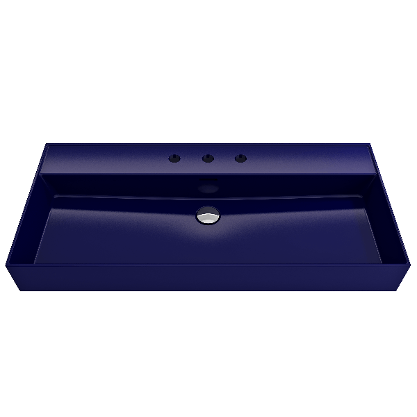 BOCCHI 1378-XXX-0127 Milano 39.75 Inch 3-Hole Wall-Mounted Fireclay Sink with Ov